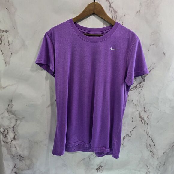 Nike Shirt Womens Large Purple Dri Fit Short Sleeve Crew Neck - Picture 1 of 13